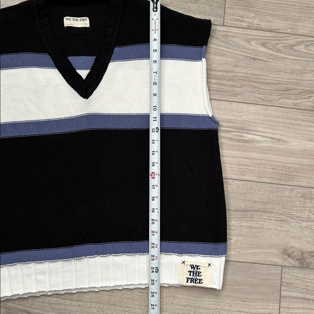 We The Free Free People Tommi Striped Sweater Vest Black White Purple M - Picture 13 of 13